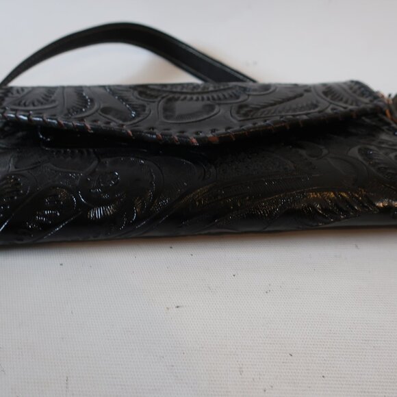 Womens Shag Boutique Black Leather Print Envelope Shoulder Bag - Picture 6 of 7